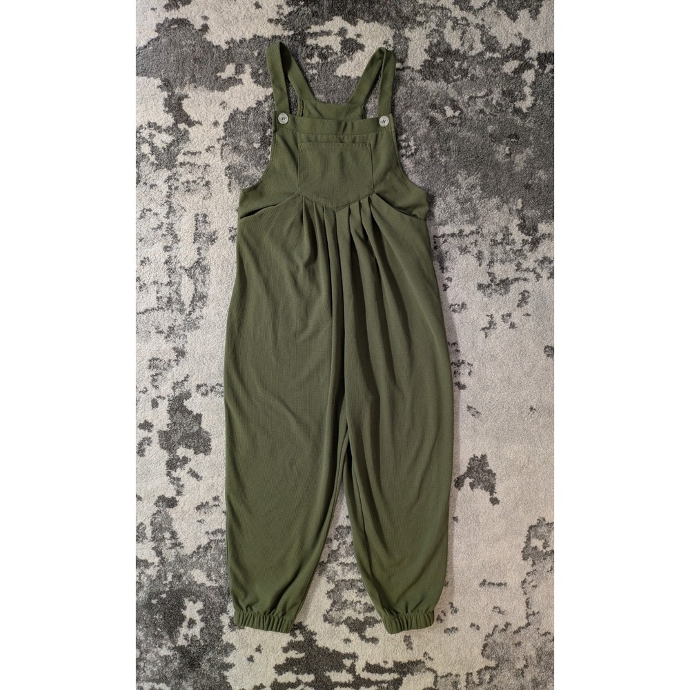 Halara Jumpsuit Overalls Size XL Green Jogger Leg Adjustable Waffle Knit‎ - Picture 2 of 7